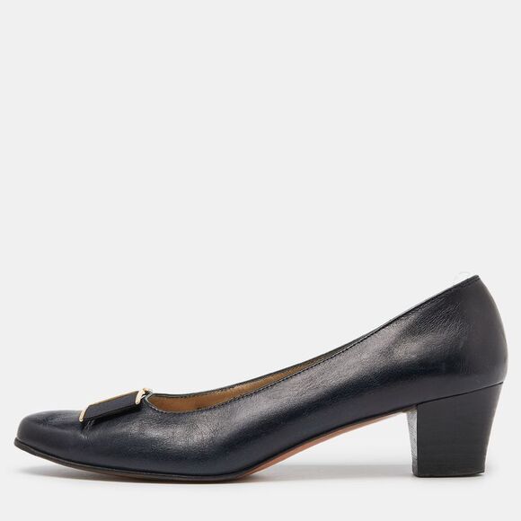 Salvatore Ferragamo Blue Leather Block Heel Pumps Size 38.5,New Products : American Fashion Style Bags On Sale